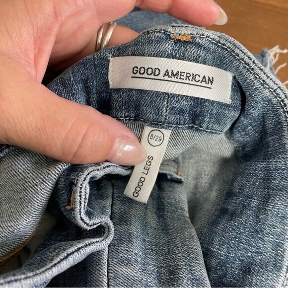 Good American Women’s Good Legs High Rise Skinny Ankle Step Hem Distressed Jeans - Picture 12 of 12